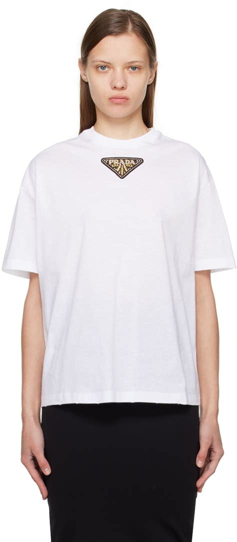 prada shirt white blue|Prada white shirt women's.